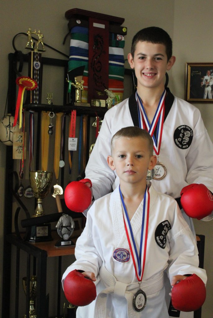 READY TO RUMBLE: Keagan and Damien Prins are moving up in the martial arts arena. Photo Ella Archibald-Binge / Stanthorpe Border Post READY TO RUMBLE: Keagan and Damien Prins are moving up in the martial arts arena. Photo Ella Archibald-Binge / Stanthorpe Border Post